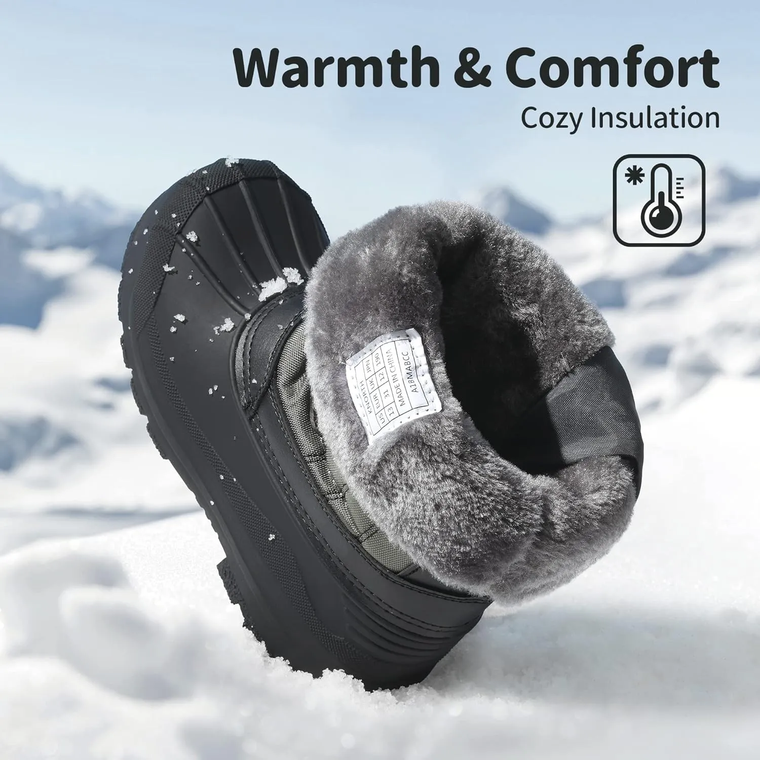 DREAM PAIRS Boys Girls Snow Boots Waterproof Outdoor Warm Cozy Anti-Slip Mid Calf Faux Fur Lining Winter Shoes for Little/Big Kids