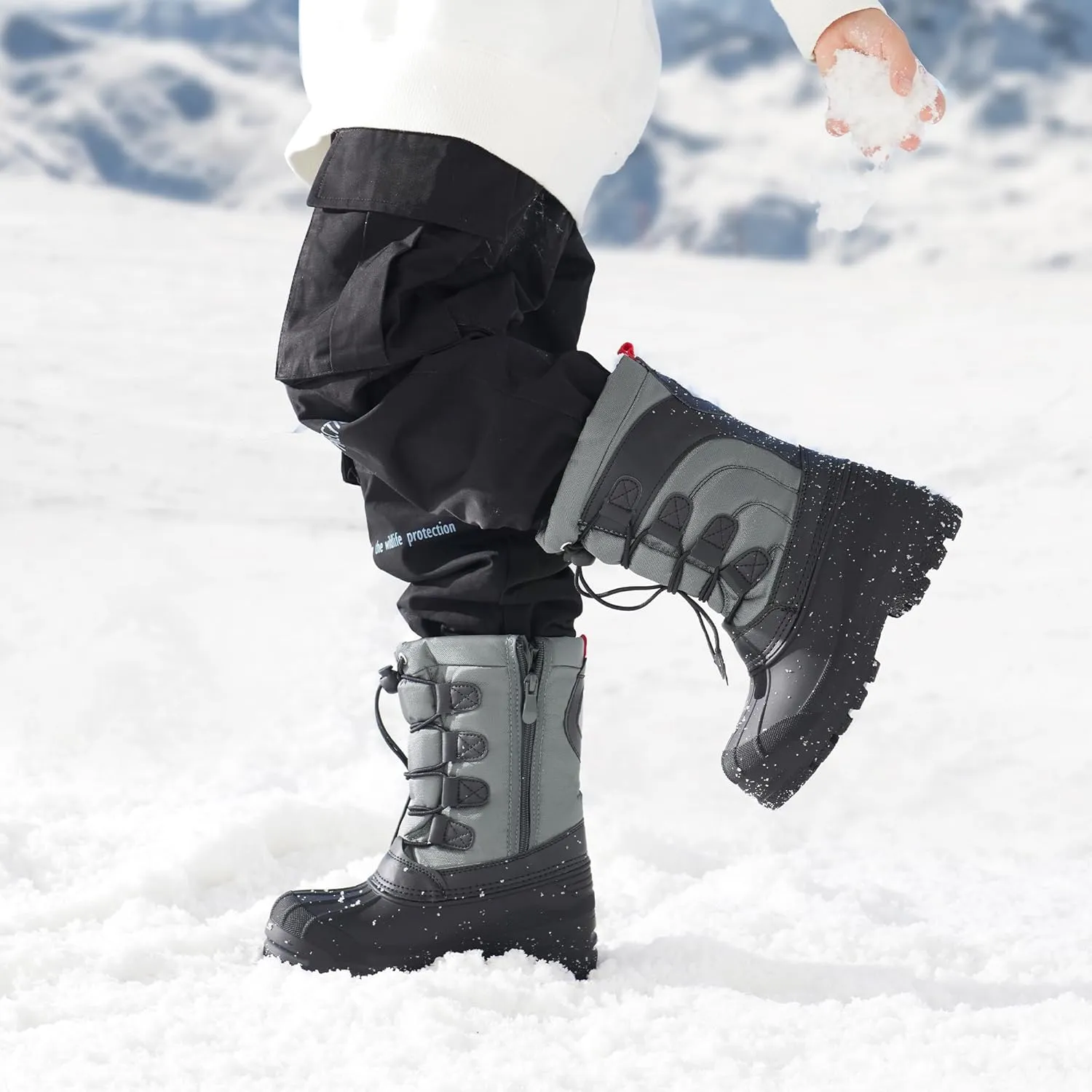 DREAM PAIRS Boys Girls Snow Boots Waterproof Outdoor Warm Cozy Anti-Slip Mid Calf Faux Fur Lining Winter Shoes for Little/Big Kids