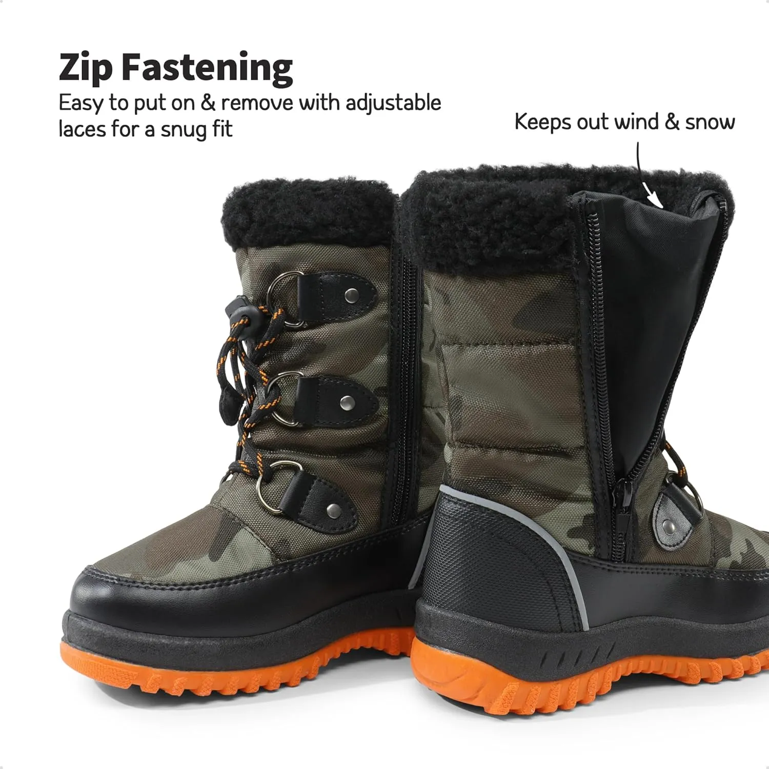 DREAM PAIRS Boys Snow Boots Camouflage Slip Resistant Faux Fur Lined Winter Shoes for Little/Big Kid