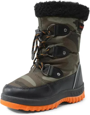 DREAM PAIRS Boys Snow Boots Camouflage Slip Resistant Faux Fur Lined Winter Shoes for Little/Big Kid