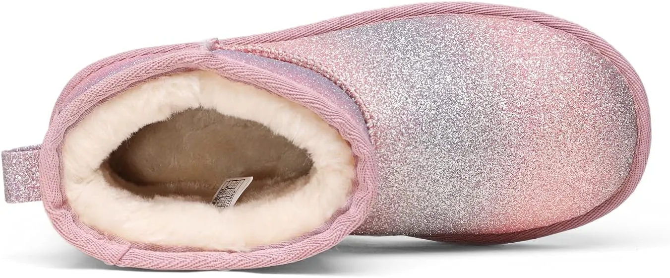 DREAM PAIRS Girls Boys Boots Kids Winter Ankle Faux Fur Lined Snow Shoes FuzzyClassic Kid's Low Boot for Toddler/Little Kid/Big Kid