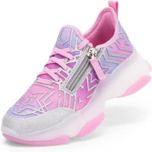 DREAM PAIRS Kids Girls Sneakers Zipper Casual Shoes Jelly Sole Sports Shoes Lightweight Walking Shoes