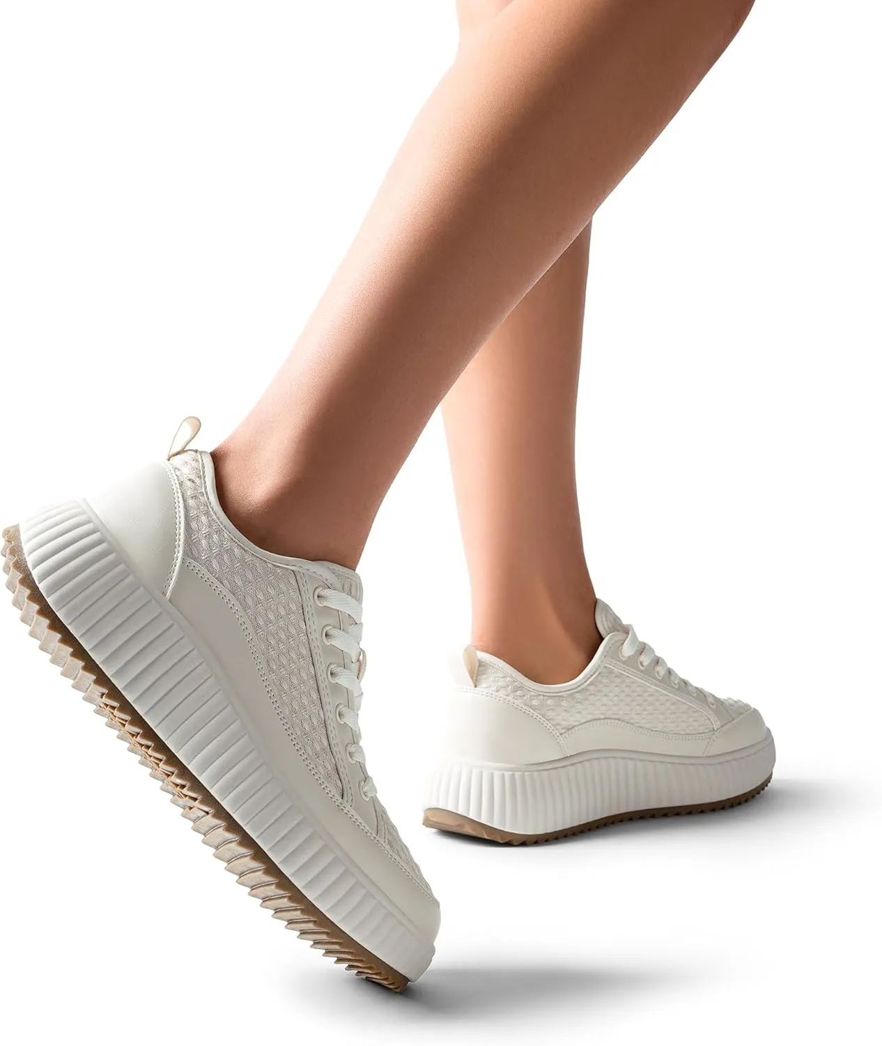 DREAM PAIRS Women Platform Chunky Lightweight Comfortable Casual Lace-Up Sky Walking Fashion Sneakers