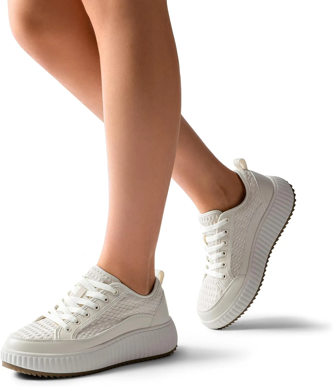 DREAM PAIRS Women Platform Chunky Lightweight Comfortable Casual Lace-Up Sky Walking Fashion Sneakers