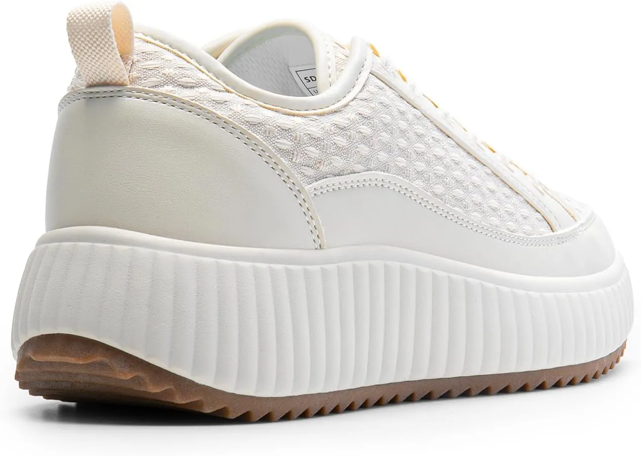 DREAM PAIRS Women Platform Chunky Lightweight Comfortable Casual Lace-Up Sky Walking Fashion Sneakers