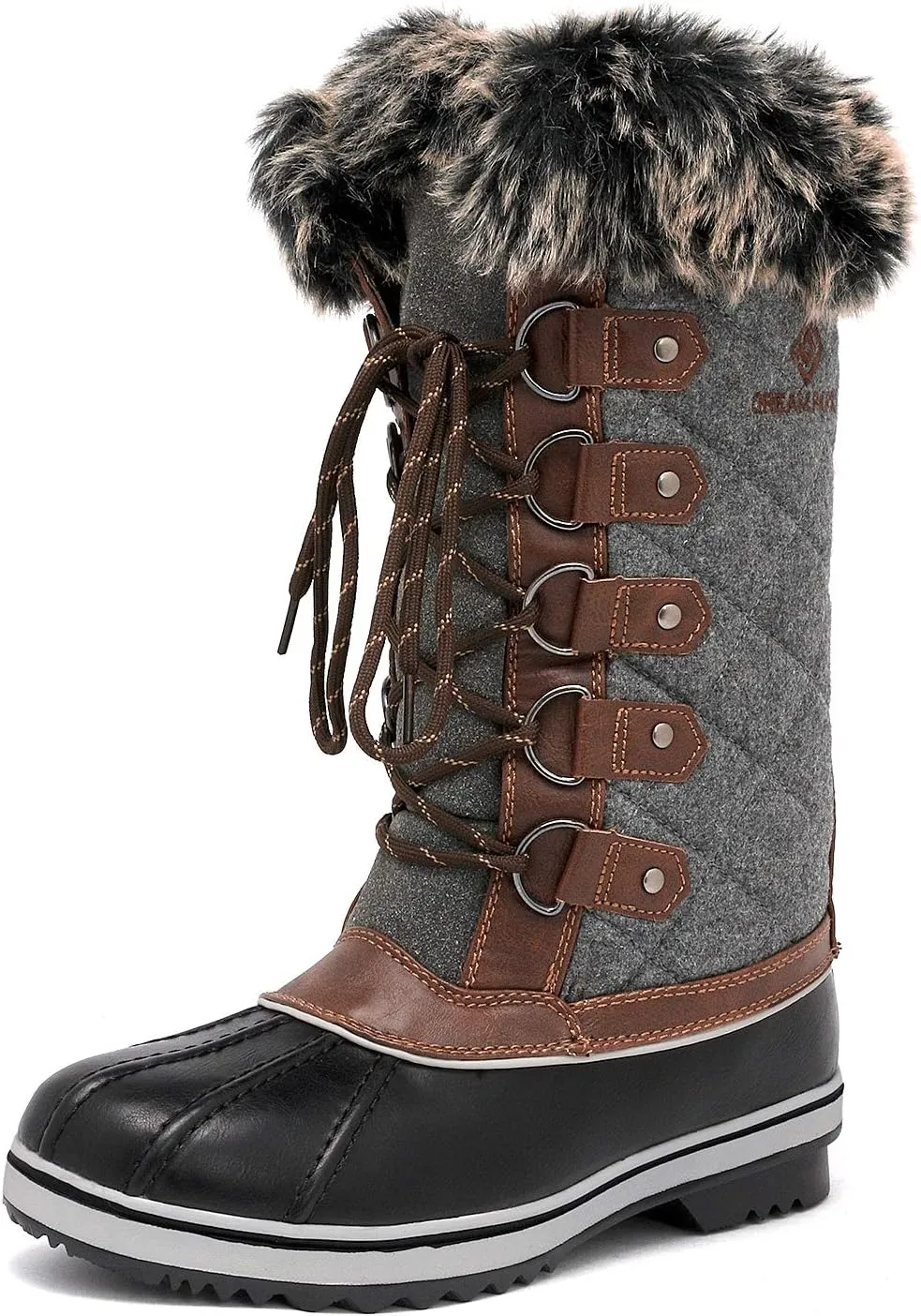 DREAM PAIRS Women's River_1 Mid Calf Waterproof Winter Snow Boots