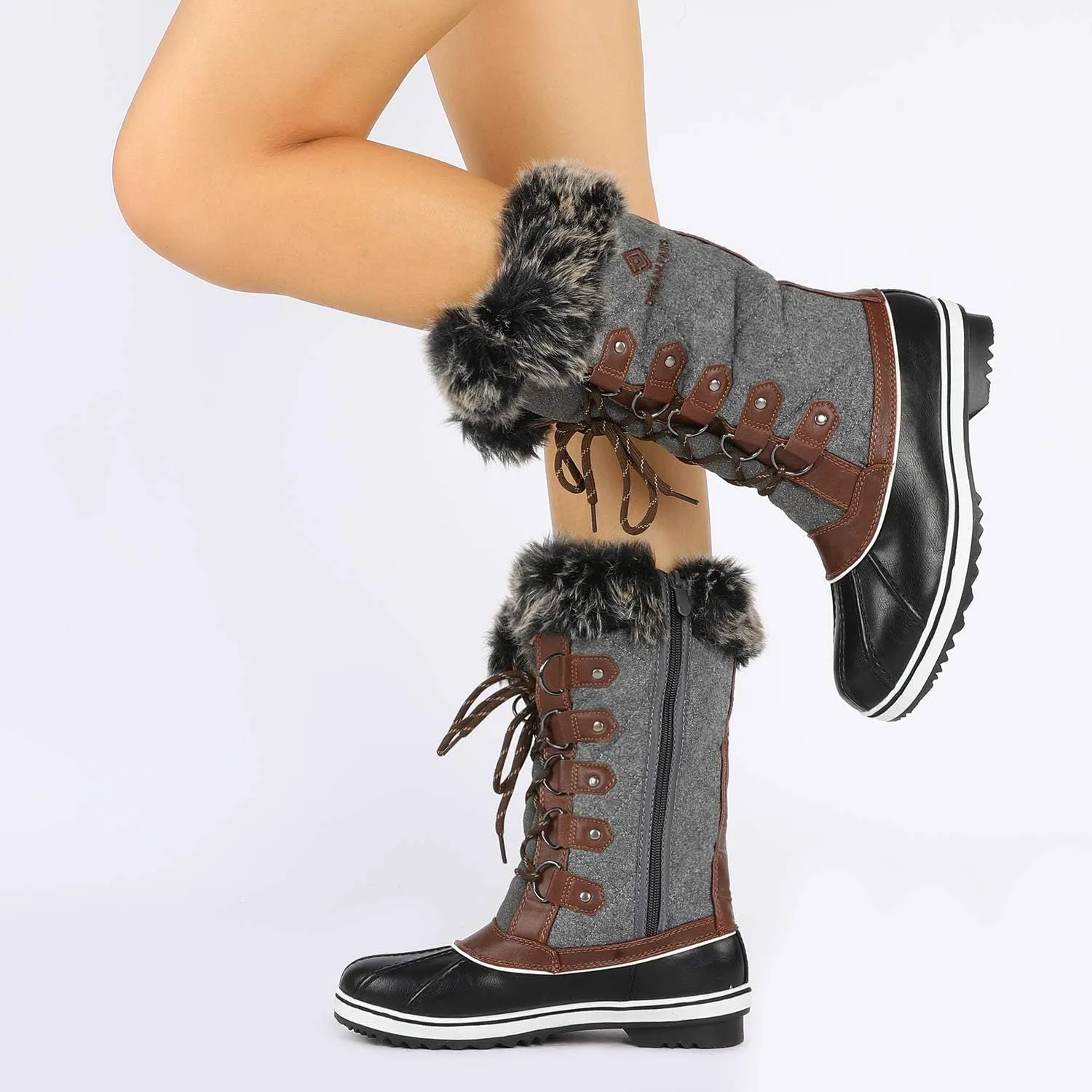 DREAM PAIRS Women's River_1 Mid Calf Waterproof Winter Snow Boots