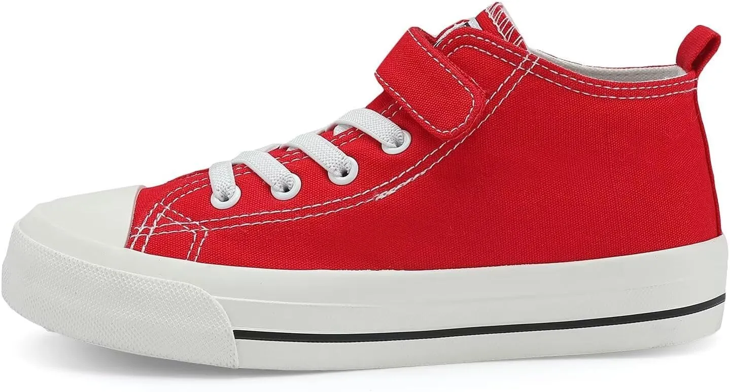 DSWED Toddler Little Kid Sneakers Boys and Girls Canvas Shoes High Top Casual Lightweight Classic Adjustable Strap Sneakers