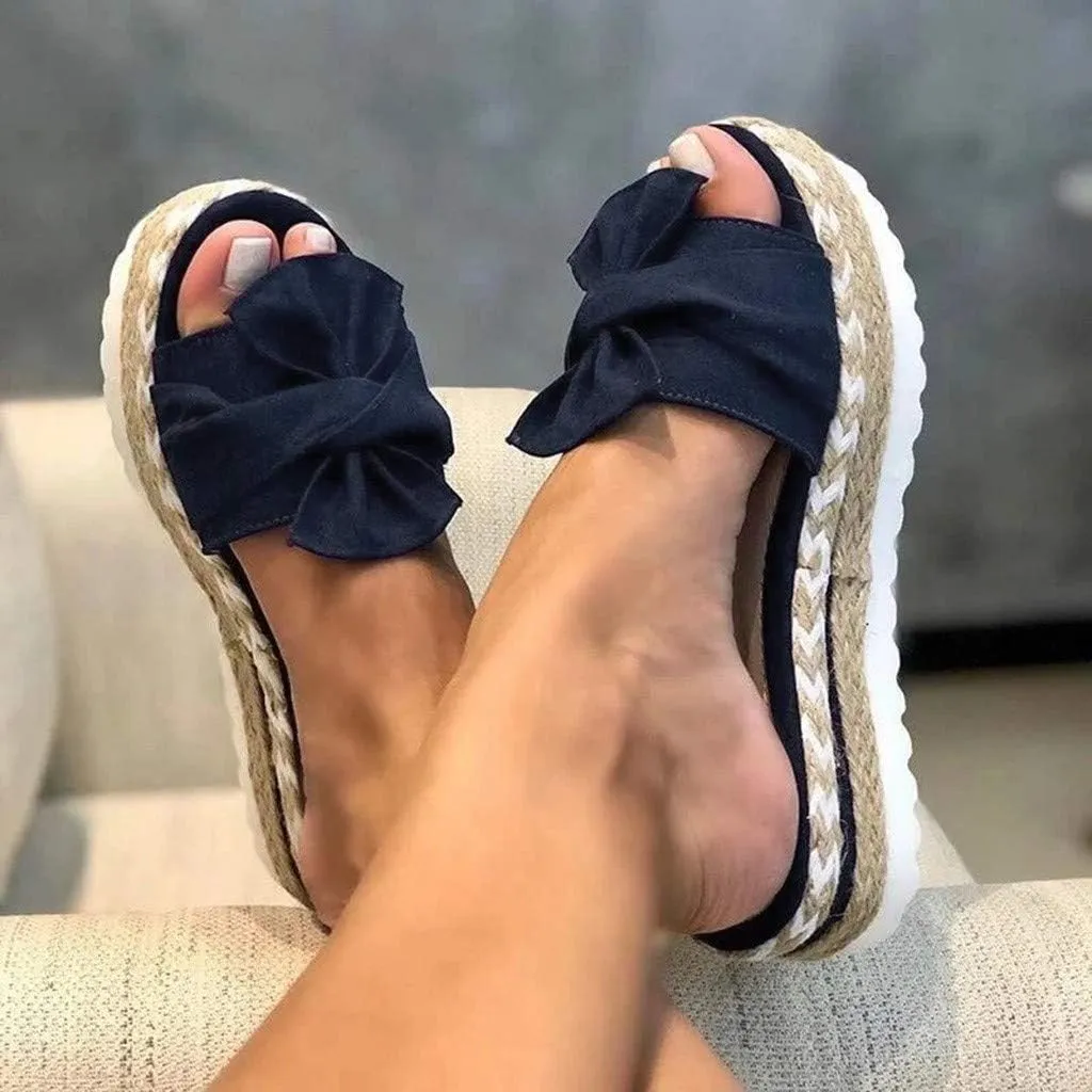 Eduavar Sandals for Women Dressy, Summer Sandals for Women 2023 Bow Tie Sandals Slip On Espadrille Platform Sandals