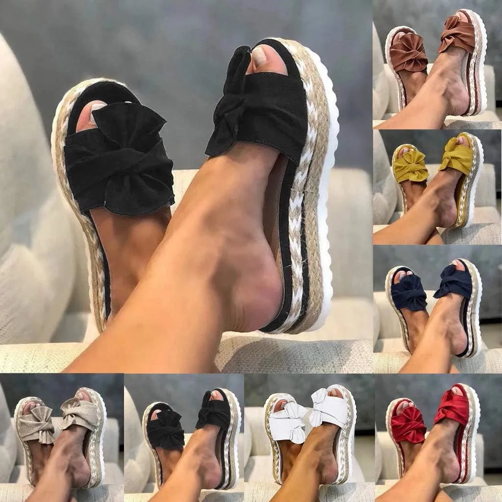 Eduavar Sandals for Women Dressy, Summer Sandals for Women 2023 Bow Tie Sandals Slip On Espadrille Platform Sandals