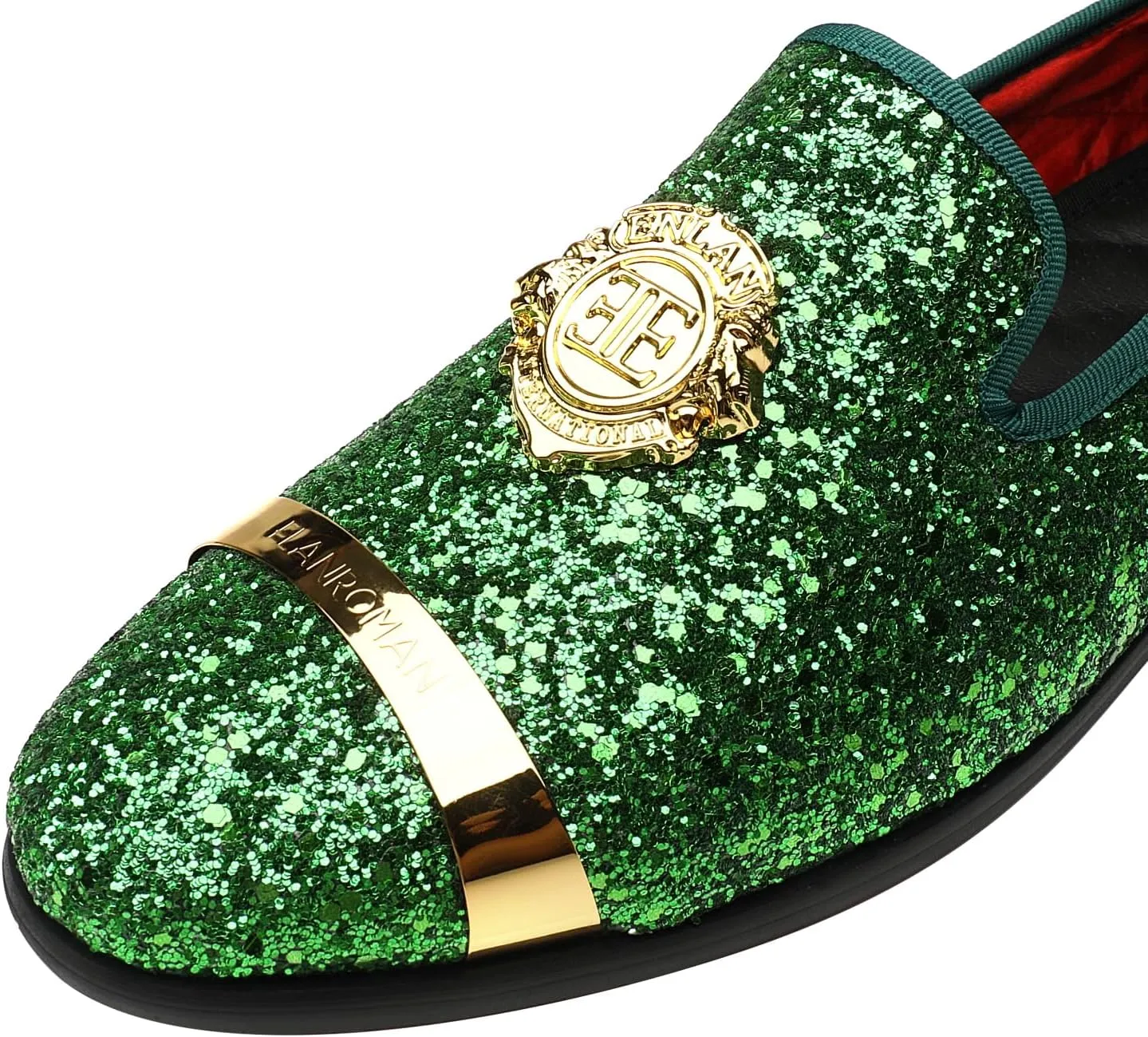 ELANROMAN Men's Glitter Loafers Oxford Dress Fashion Wedding Party Prom Shoes