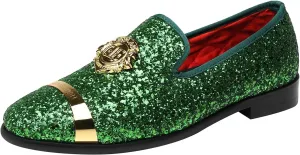 ELANROMAN Men's Glitter Loafers Oxford Dress Fashion Wedding Party Prom Shoes