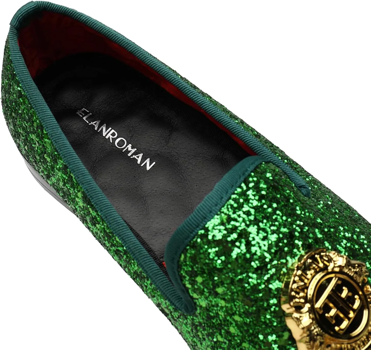 ELANROMAN Men's Glitter Loafers Oxford Dress Fashion Wedding Party Prom Shoes