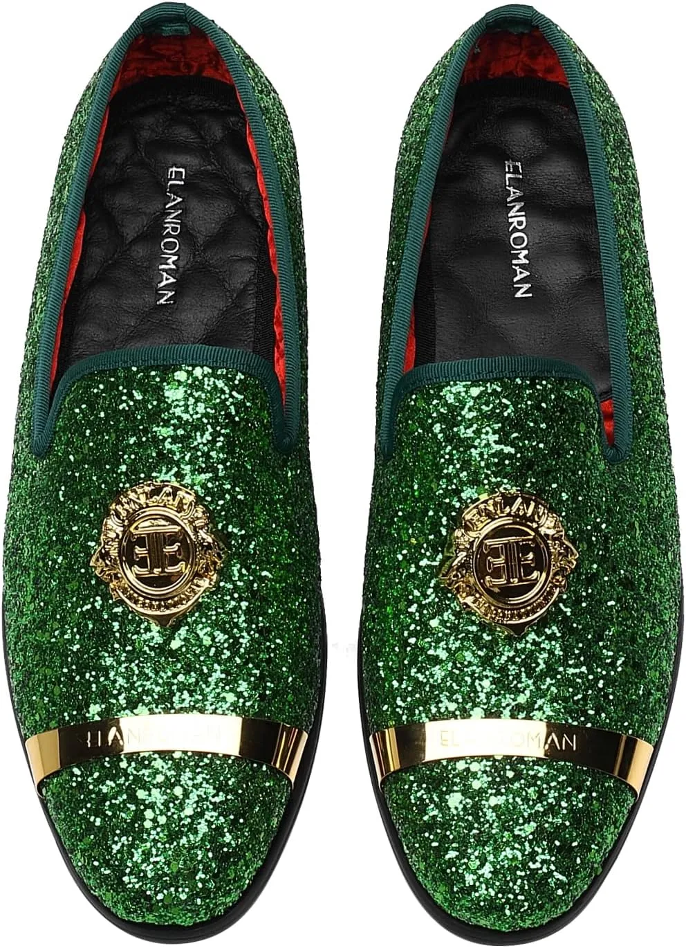 ELANROMAN Men's Glitter Loafers Oxford Dress Fashion Wedding Party Prom Shoes
