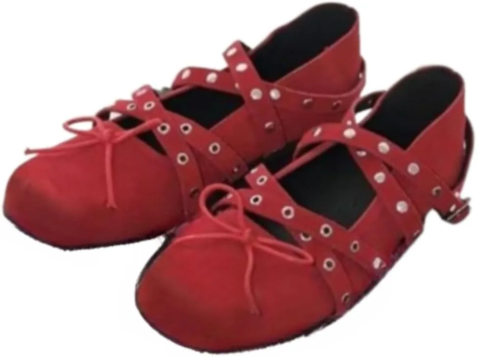 Emo Shoes Mary Janes Bow Ballet Flats Y2K Retro Rave Grunge Buckle Shoes for Women Preppy Teen Girls - Non Slip Kawaii Elegant Cute Comfortable Walking Birthday Gifts Lolita Back to School Party
