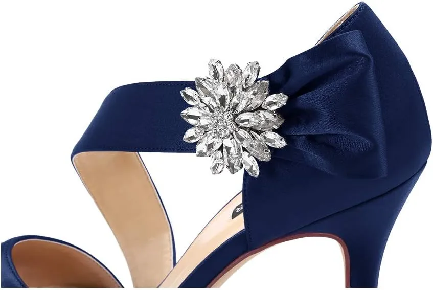 ERIJUNOR High Heel Party Sandals For Woman Open Toe Stiletto Bow Shoes Wedding Evening Dress Shoes for Dancing