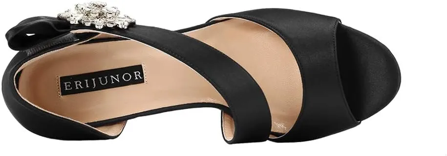 ERIJUNOR High Heel Party Sandals For Woman Open Toe Stiletto Bow Shoes Wedding Evening Dress Shoes for Dancing