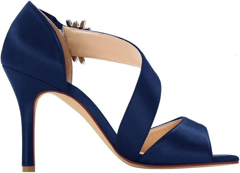 ERIJUNOR High Heel Party Sandals For Woman Open Toe Stiletto Bow Shoes Wedding Evening Dress Shoes for Dancing