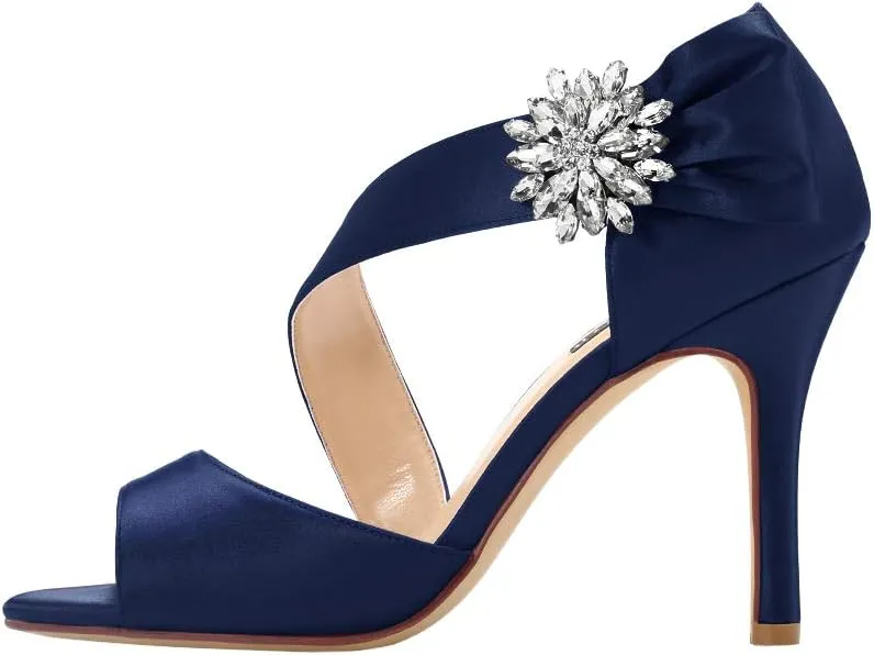 ERIJUNOR High Heel Party Sandals For Woman Open Toe Stiletto Bow Shoes Wedding Evening Dress Shoes for Dancing