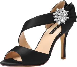 ERIJUNOR High Heel Party Sandals For Woman Open Toe Stiletto Bow Shoes Wedding Evening Dress Shoes for Dancing