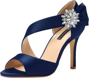 ERIJUNOR High Heel Party Sandals For Woman Open Toe Stiletto Bow Shoes Wedding Evening Dress Shoes for Dancing