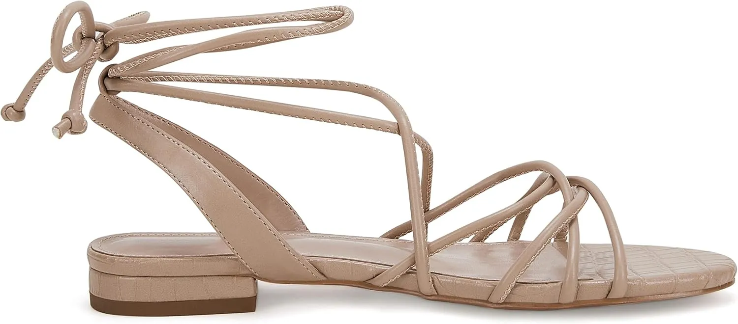 Ermonn Women's Lace-up Flat Sandals Strappy Open Toe Slingback CrissCross Casual Summer Slides