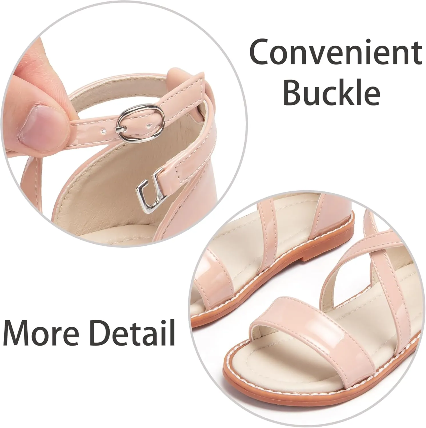 ESTINE Toddler/Little Kid Girls Dress Cross Strappy Open Toe Sandals Princess Flats Summer Flower Girl Shoes