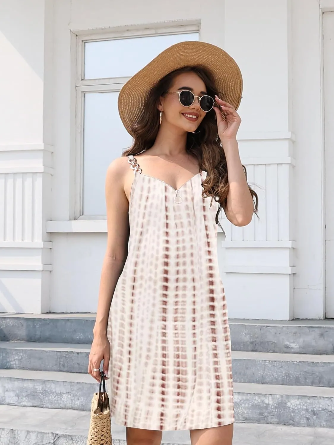 ETCYY Women's Summer Dresses 2025 Casual Sleeveless V Neck Loose Cover Up Beach Sundresses with Pockets