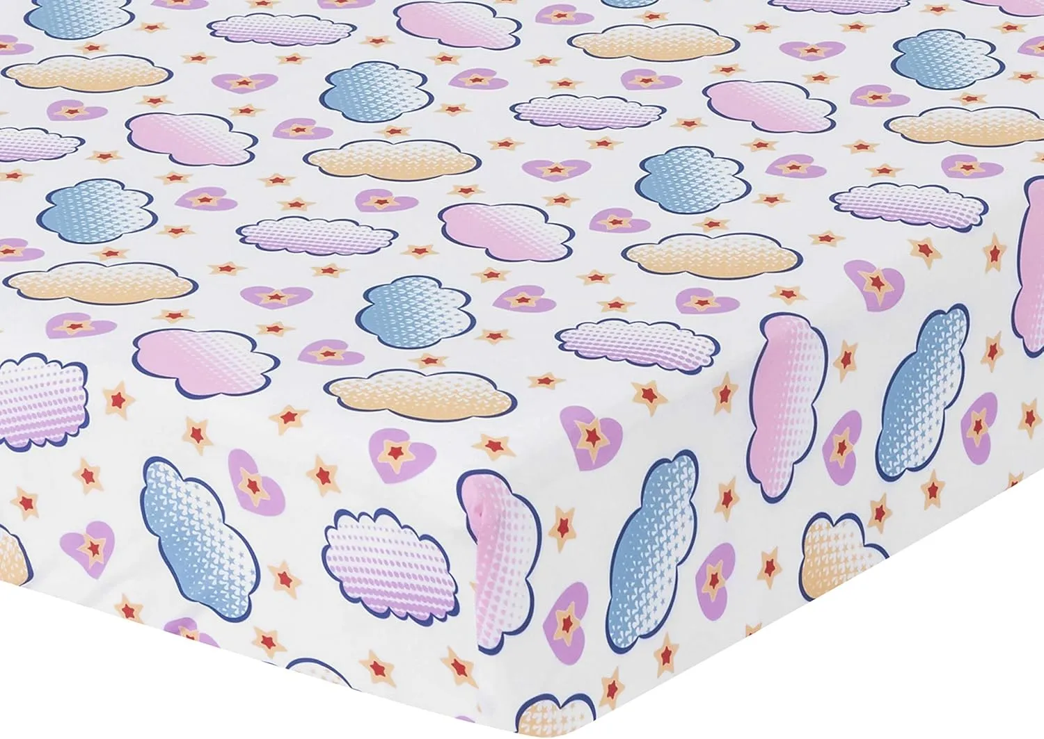 EVERYDAY KIDS Precious Moments 4 Pc Toddler Bedding Set Starring Isabella The Super Hero and Her Dog Comforter, Flat Sheet, Fitted Sheet and Pillowcase in Lavender (Light Purple), White and Red