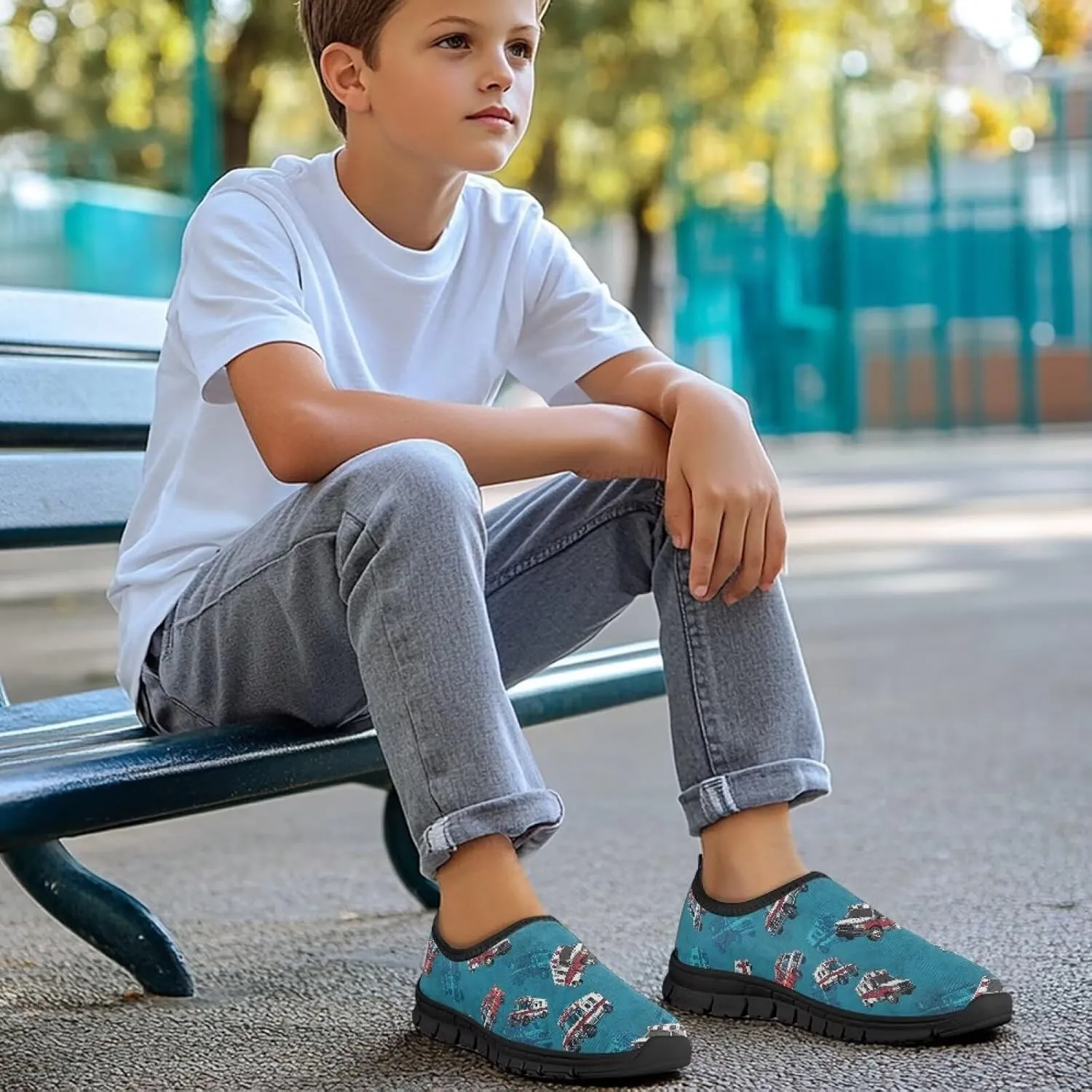 Fashion Casual Walking Shoes Boys Comfort Barefoot Sneakers Elastic Shock Absorption Anti-Skid Loafers Size 11-15 Black Sole