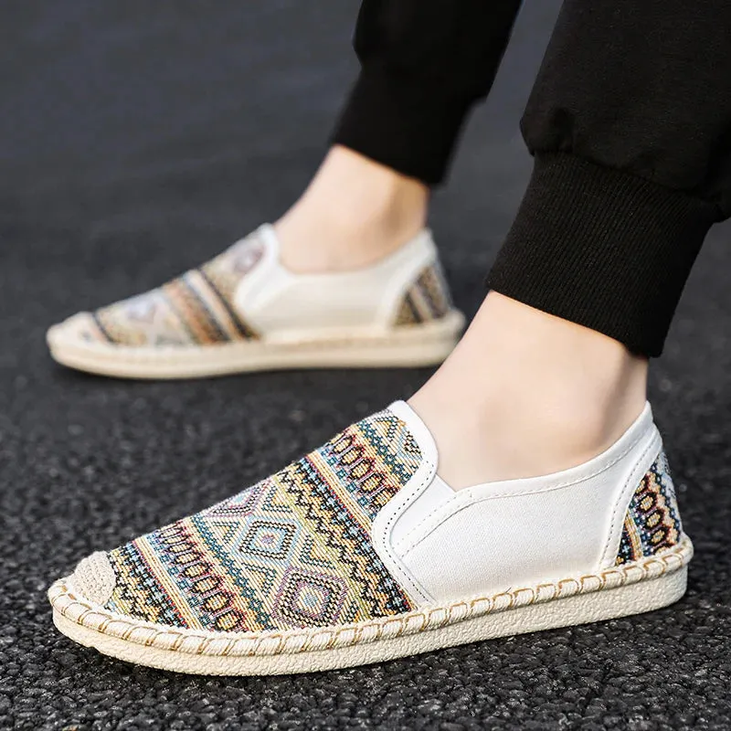 Fashion Ethnic Style Womens Flats Shoes Sneakers Comfort Slip-on Canvas Shoes Women Casual Breathable Loafers Women Summer Espadrilles