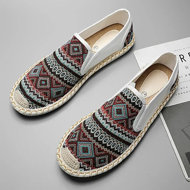 Fashion Ethnic Style Womens Flats Shoes Sneakers Comfort Slip-on Canvas Shoes Women Casual Breathable Loafers Women Summer Espadrilles