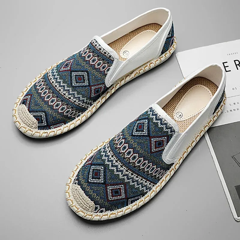 Fashion Ethnic Style Womens Flats Shoes Sneakers Comfort Slip-on Canvas Shoes Women Casual Breathable Loafers Women Summer Espadrilles
