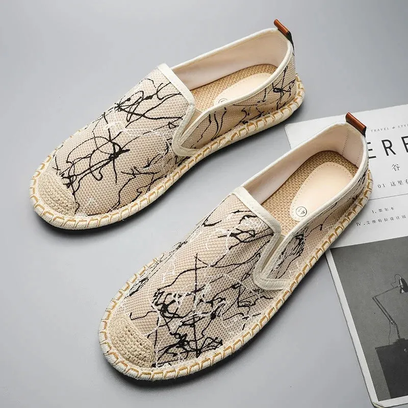 Fashion Ethnic Style Womens Flats Shoes Sneakers Comfort Slip-on Canvas Shoes Women Casual Breathable Loafers Women Summer Espadrilles