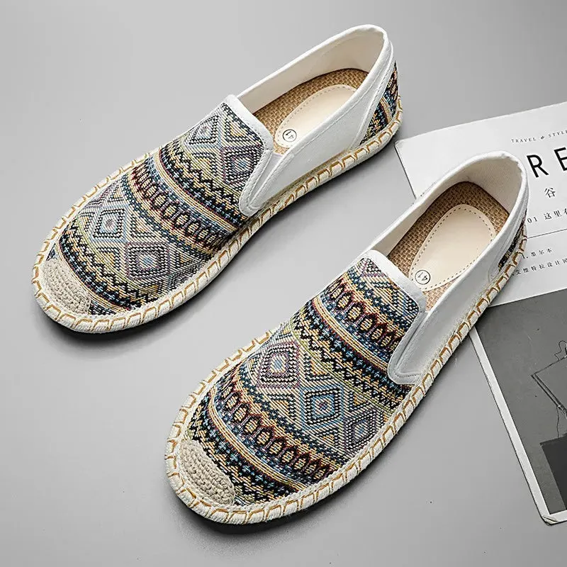 Fashion Ethnic Style Womens Flats Shoes Sneakers Comfort Slip-on Canvas Shoes Women Casual Breathable Loafers Women Summer Espadrilles