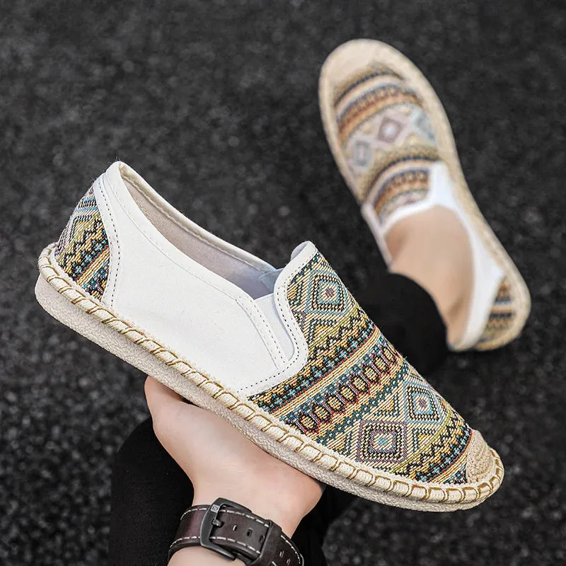 Fashion Ethnic Style Womens Flats Shoes Sneakers Comfort Slip-on Canvas Shoes Women Casual Breathable Loafers Women Summer Espadrilles