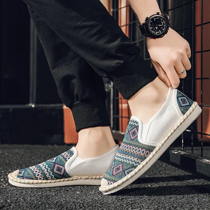 Fashion Ethnic Style Womens Flats Shoes Sneakers Comfort Slip-on Canvas Shoes Women Casual Breathable Loafers Women Summer Espadrilles