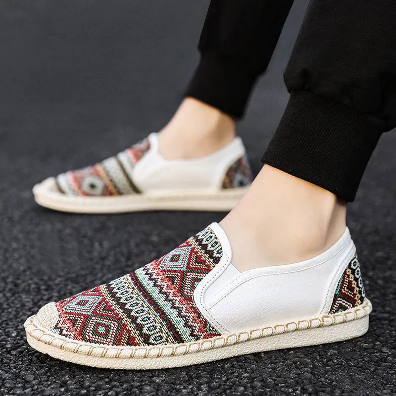 Fashion Ethnic Style Womens Flats Shoes Sneakers Comfort Slip-on Canvas Shoes Women Casual Breathable Loafers Women Summer Espadrilles