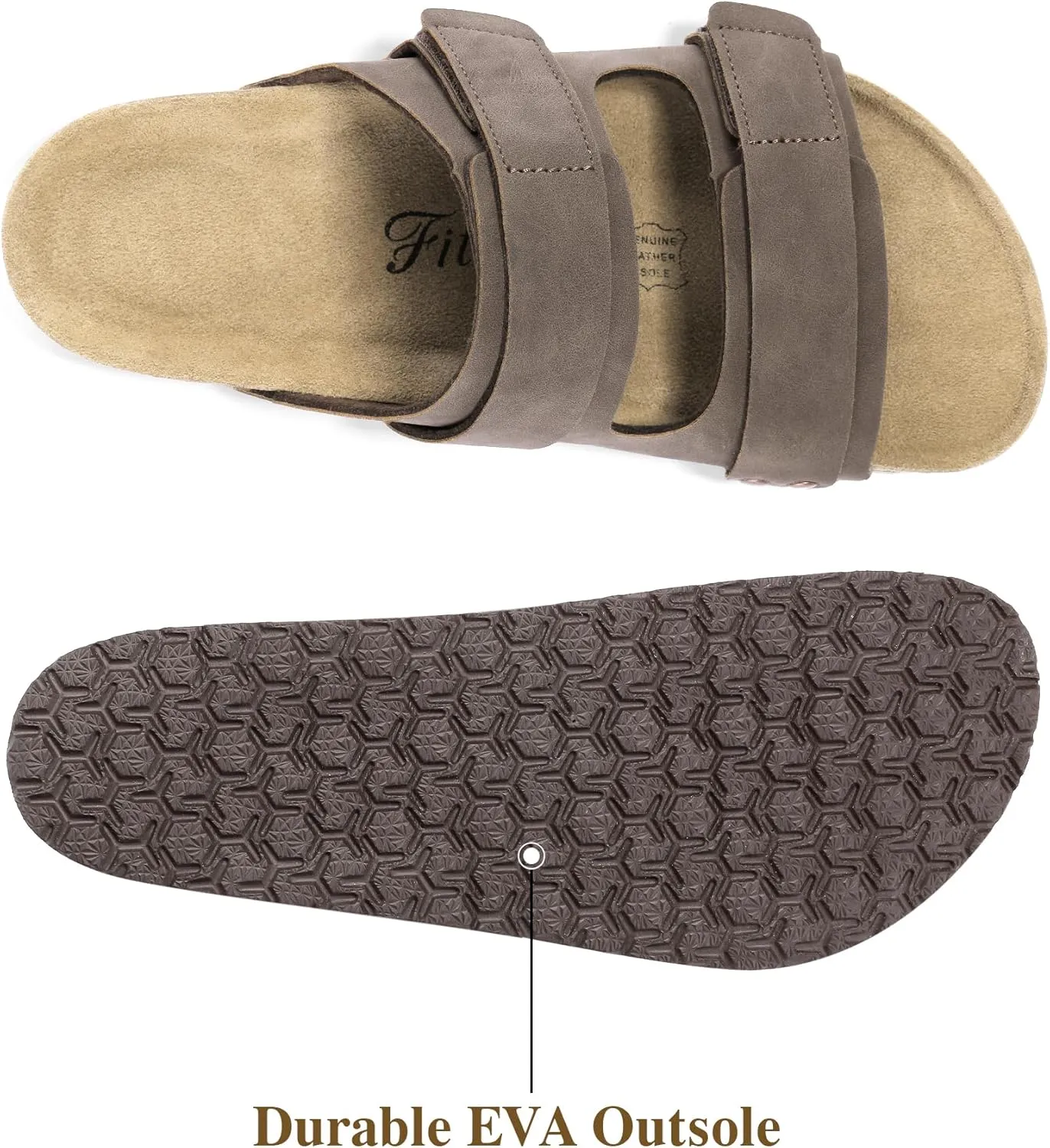 FITORY Womens Sandals with Arch Support Cork Slides for Summer Size 6-11