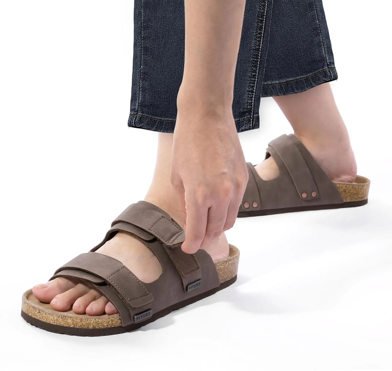 FITORY Womens Sandals with Arch Support Cork Slides for Summer Size 6-11