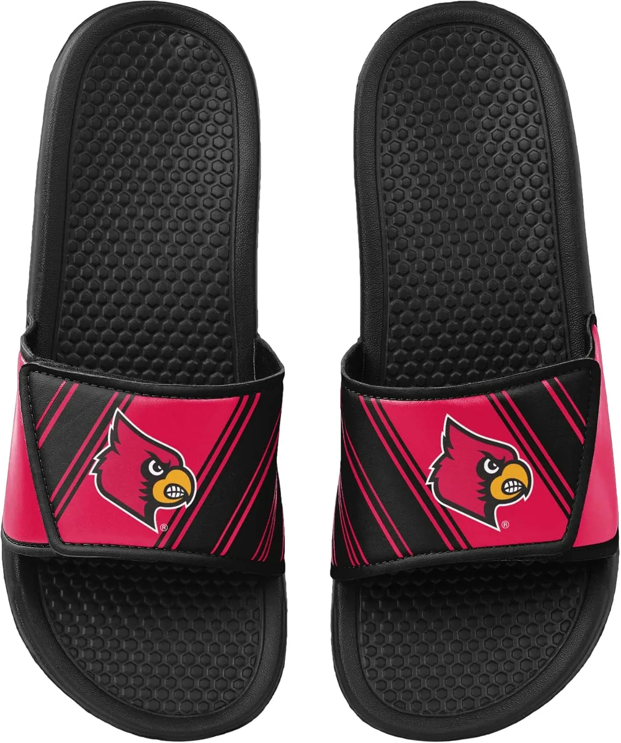 FOCO Men's NCAA College Team Logo Shower Sport Legacy Slide Flip Flop Sandals Louisville Velcro Small