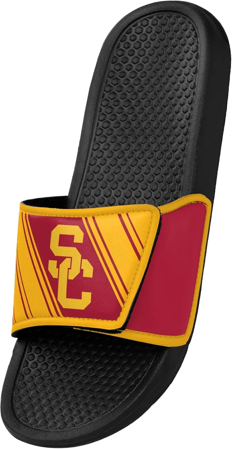 FOCO Men's NCAA College Team Logo Shower Sport Legacy Slide Flip Flop Sandals USC Velcro Extra Large