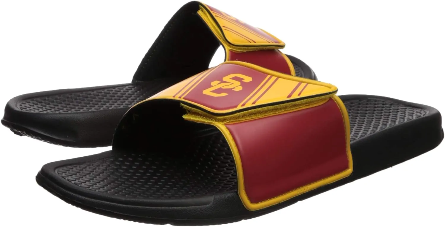 FOCO Men's NCAA College Team Logo Shower Sport Legacy Slide Flip Flop Sandals USC Velcro Extra Large