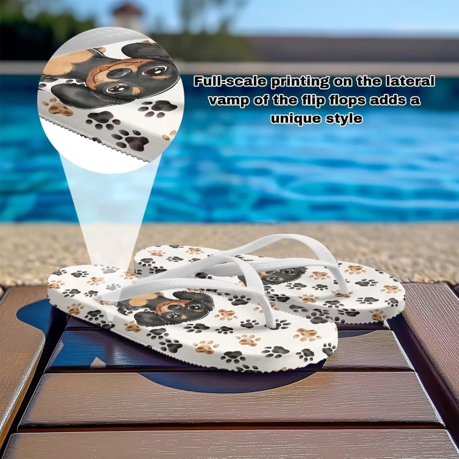 Forchrinse Custom Flip Flops Slippers for Women Quick Dry Shower Slides Non Slip Summer Flats Sandals for Beach Thong Sandals