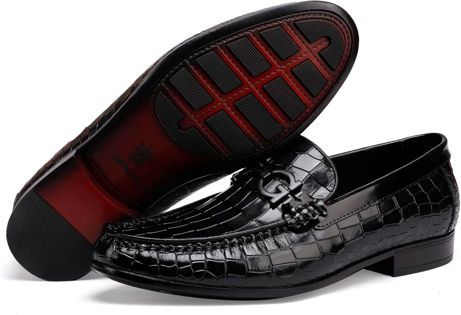 Formal Leather Men's Dress Loafer Classic Crocodile Printed Slip-on Penny Loafers Business Premium Shoes for Men