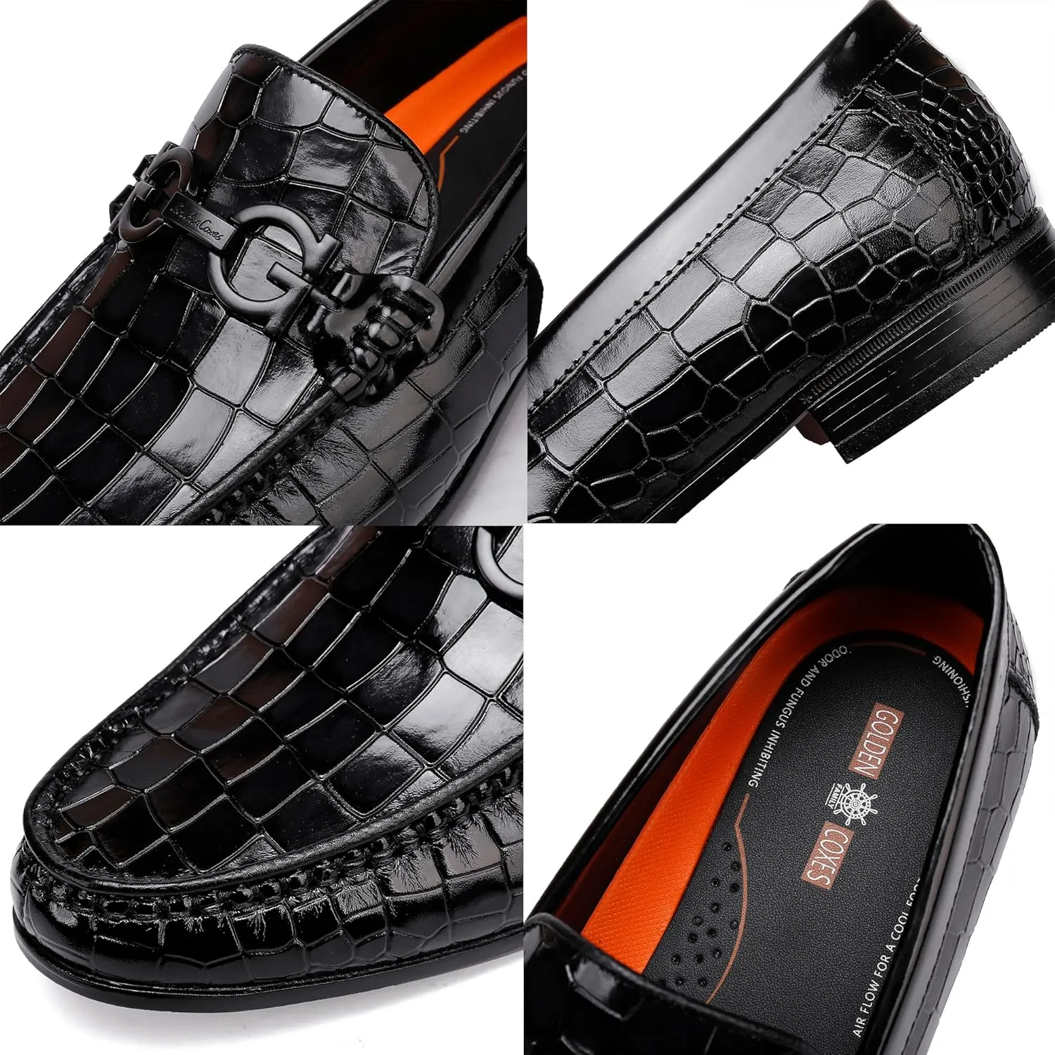 Formal Leather Men's Dress Loafer Classic Crocodile Printed Slip-on Penny Loafers Business Premium Shoes for Men