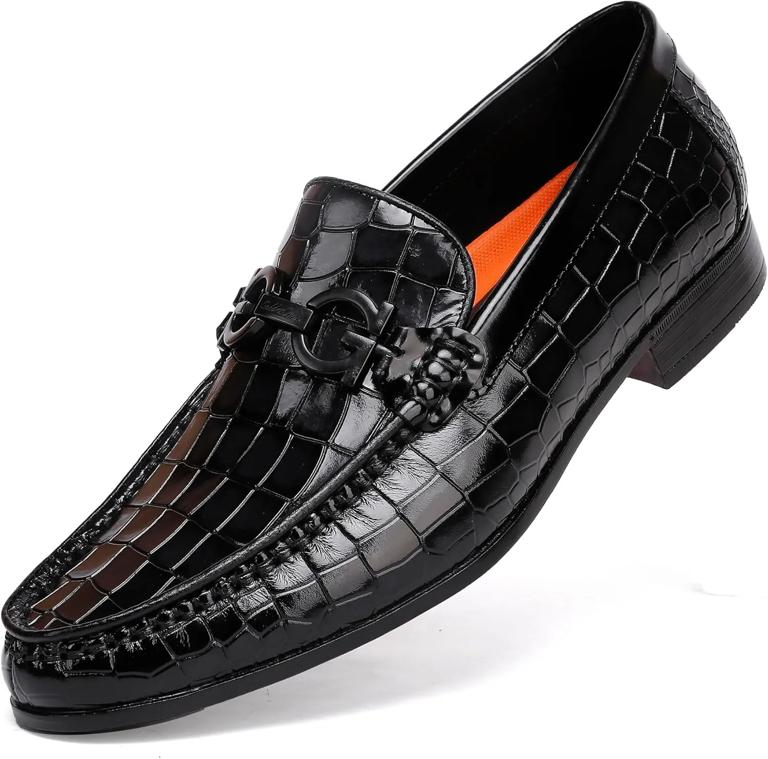 Formal Leather Men's Dress Loafer Classic Crocodile Printed Slip-on Penny Loafers Business Premium Shoes for Men