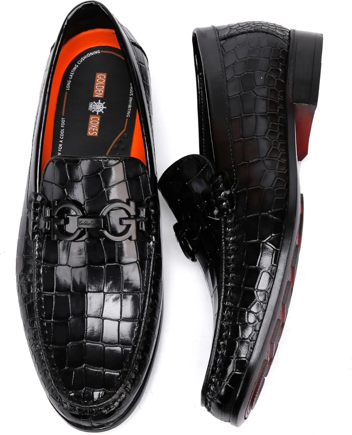 Formal Leather Men's Dress Loafer Classic Crocodile Printed Slip-on Penny Loafers Business Premium Shoes for Men