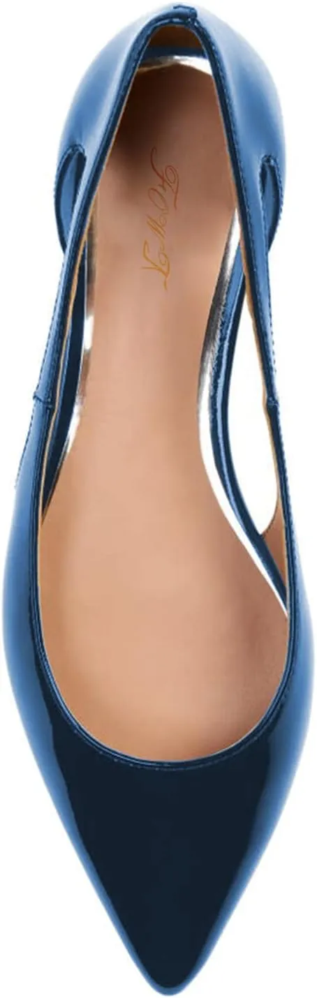 FOWT Spring Fashion Slip-on Cut-Out Pointed Toe Flats for Women Elegant Splicing Casual Dressy Low Heel Sandals Comfort Ballet Flats Shoes US Size 4-16 M