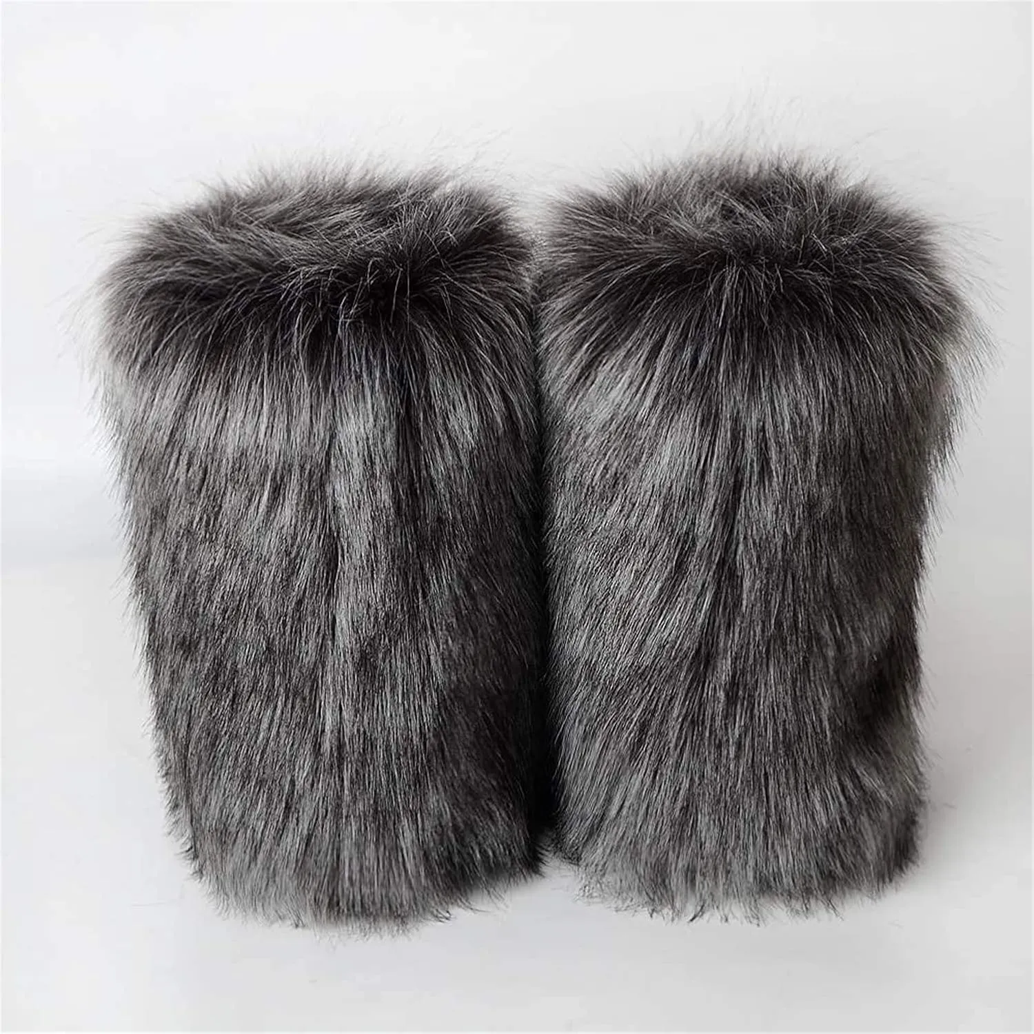 FUNCOS Women's Faux Fur Boots Warm Fuzzy Fluffy Winter Halloween Party Costume Shoes